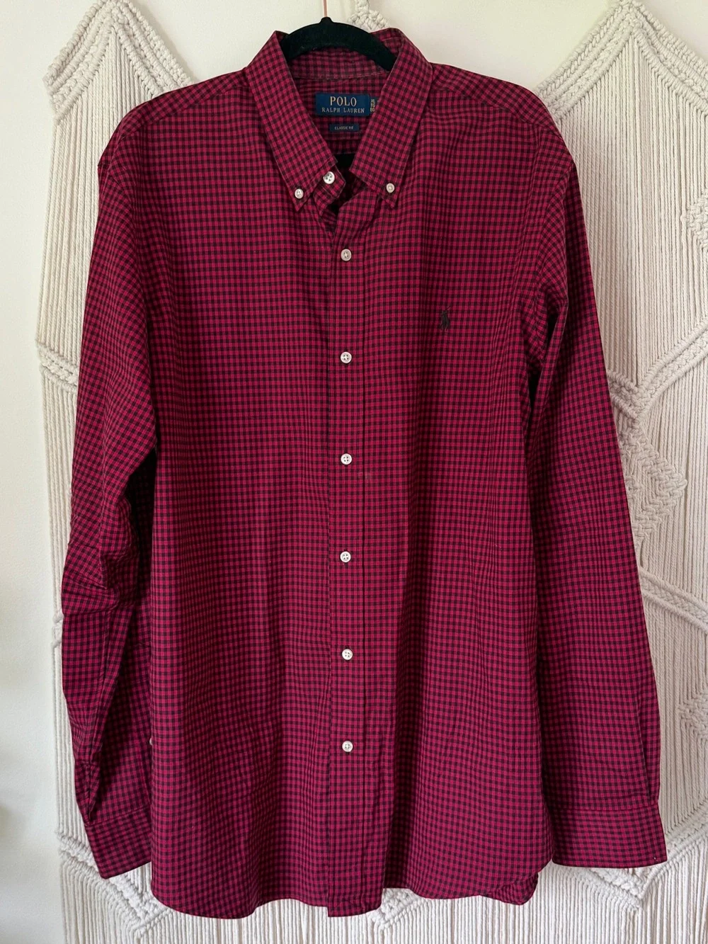 Polo Ralph Lauren Classic Fit Red/Black Checkered Botton Down Dress Shirt XL